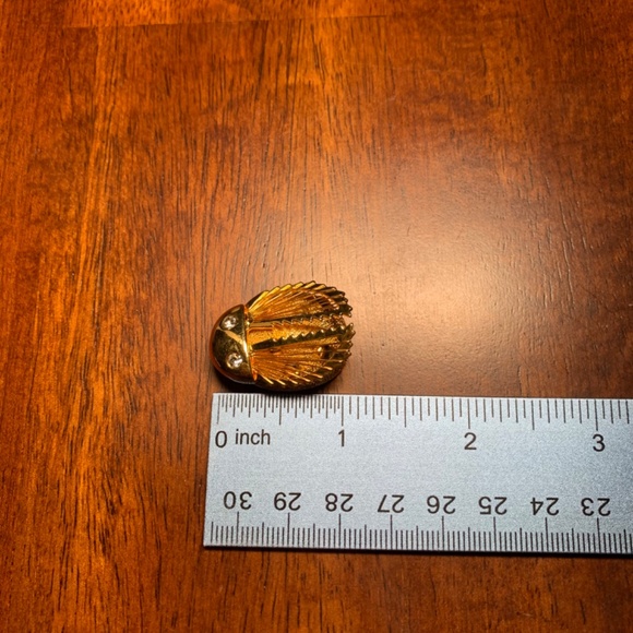 Winged Golden Ladybug Brooch with Crystal Eyes, Vintage - Picture 7 of 8